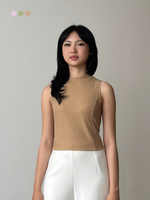 Muat gambar ke penampil Galeri, Kadaka Sakura Top | Knit Halter Neck Top Pastel | Atasan Knit Wanita Tanpa Lengan | koKnitchiwa Collection T-0432
