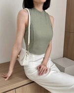 Muat gambar ke penampil Galeri, Kadaka T-0432 Knit Halter Neck Top Pastel | Atasan Knit Wanita Tanpa Lengan
