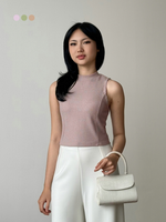 Muat gambar ke penampil Galeri, Kadaka Sakura Top | Knit Halter Neck Top Pastel | Atasan Knit Wanita Tanpa Lengan | koKnitchiwa Collection T-0432
