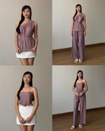 Load image into Gallery viewer, Kadaka Pleats Please Collection | Tanktop One Shoulder Top and Cullote Pleats | Matching Outfit | Maren, Liora, Elise
