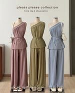 Load image into Gallery viewer, Kadaka Pleats Please Collection | Tanktop One Shoulder Top and Cullote Pleats | Matching Outfit | Maren, Liora, Elise
