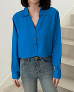 Load image into Gallery viewer, Kadaka T-0487 Kemeja Crop Wanita Atasan Lengan Panjang Woven Premium
