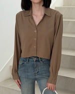 Load image into Gallery viewer, Kadaka T-0487 Kemeja Crop Wanita Atasan Lengan Panjang Woven Premium
