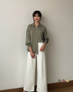 Muat gambar ke penampil Galeri, Kadaka T-0498 Kemeja Wanita Oversized Tangan Panjang Satin Pastel
