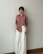 Muat gambar ke penampil Galeri, Kadaka T-0498 Kemeja Wanita Oversized Tangan Panjang Satin Pastel

