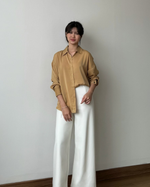 Muat gambar ke penampil Galeri, Kadaka T-0498 Kemeja Wanita Oversized Tangan Panjang Satin Pastel
