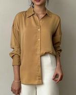 Muat gambar ke penampil Galeri, Kadaka T-0498 Kemeja Wanita Oversized Tangan Panjang Satin Pastel
