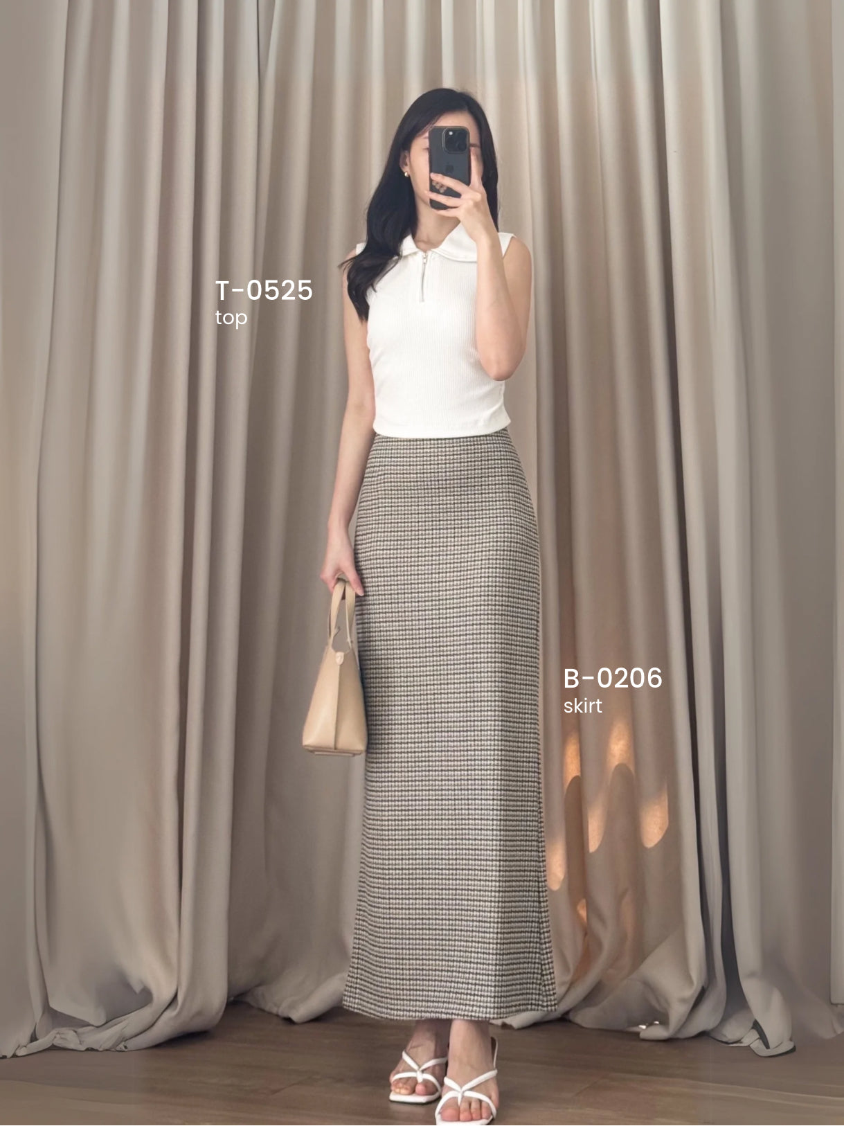 Kadaka T-0525 Sleeveless Zipper Knit Scrunch Top | Atasan Wanita Knit Kerah | Knot Your Average Collection