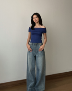 Muat gambar ke penampil Galeri, Kadaka Alina Top | Top Off Shoulder Ribbed Knit | Atasan Sabrina Wanita | Daily Ease Collection T-0535
