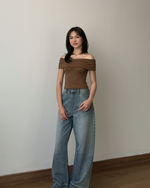 Muat gambar ke penampil Galeri, Kadaka Alina Top | Top Off Shoulder Ribbed Knit | Atasan Sabrina Wanita | Daily Ease Collection T-0535
