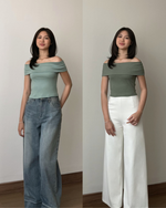 Muat gambar ke penampil Galeri, Kadaka Alina Top | Top Off Shoulder Ribbed Knit | Atasan Sabrina Wanita | Daily Ease Collection T-0535
