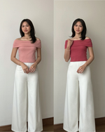 Muat gambar ke penampil Galeri, Kadaka Alina Top | Top Off Shoulder Ribbed Knit | Atasan Sabrina Wanita | Daily Ease Collection T-0535

