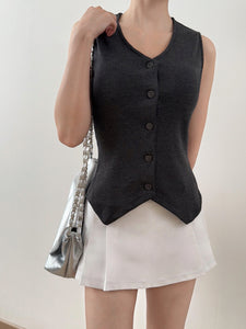 Kadaka T-0537 Vest Top Ribbed Knit | Atasan Rompi Wanita