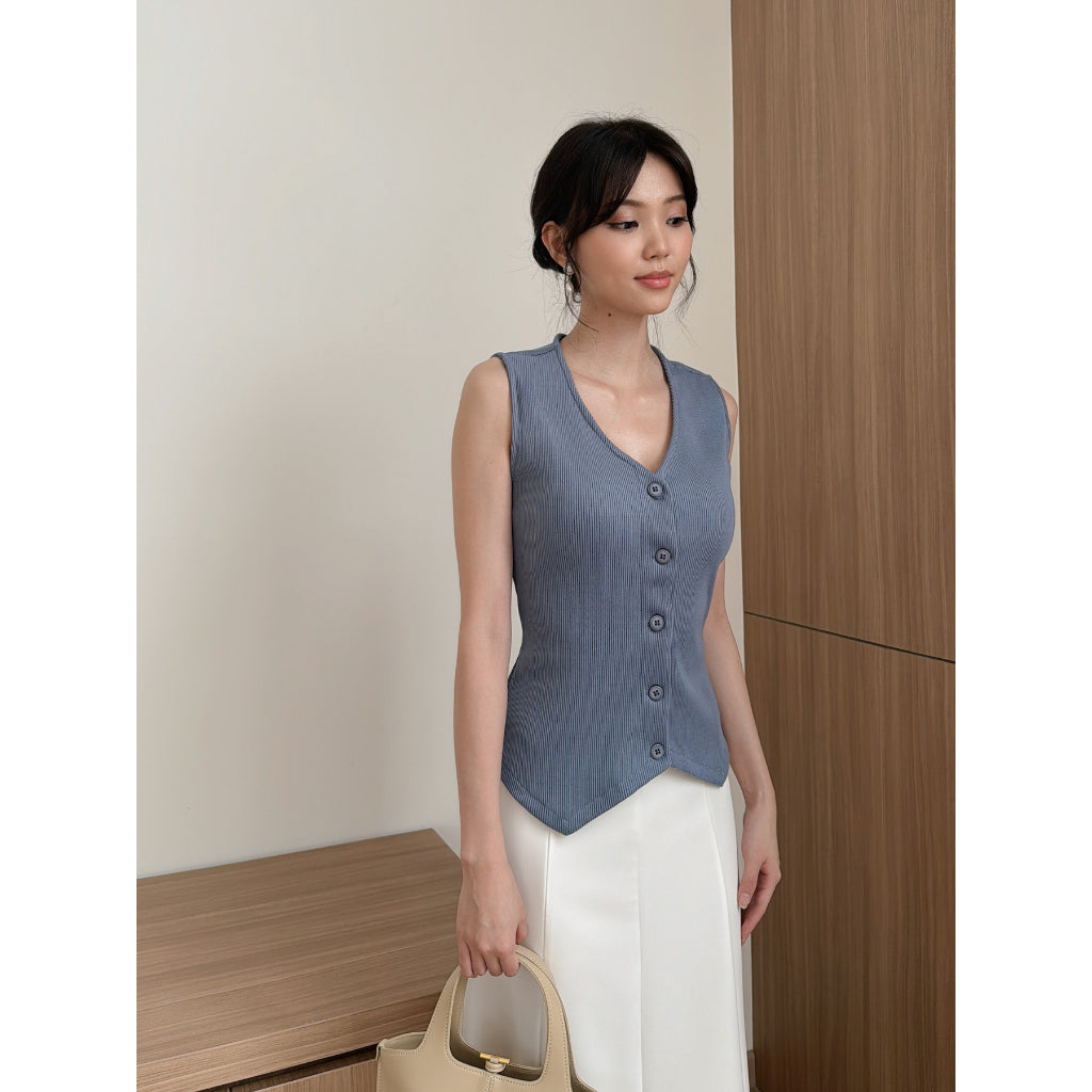 Kadaka T-0537 Vest Top Ribbed Knit | Atasan Rompi Wanita