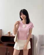 Muat gambar ke penampil Galeri, Kadaka T-0539 Rose Baby Tee | Tshirt Kaos Wanita Bunga | Flower Top
