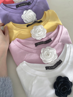 Load image into Gallery viewer, Kadaka Thea Top | Capsleeve Baby Tee with Detachable Flower Pin | Tshirt Kaos Wanita Bunga | Daily Ease Collection T-0539
