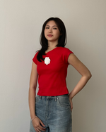 Muat gambar ke penampil Galeri, Kadaka Thea Top | Rose Baby Tee | Tshirt Kaos Wanita Bunga | Daily Ease Collection T-0539
