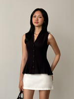Load image into Gallery viewer, Kadaka Livia Top | Sleeveless Peplum Ribbed Knit Top | Atasan Knit Wanita Tanpa Lengan | Daily Ease Collection T-0545
