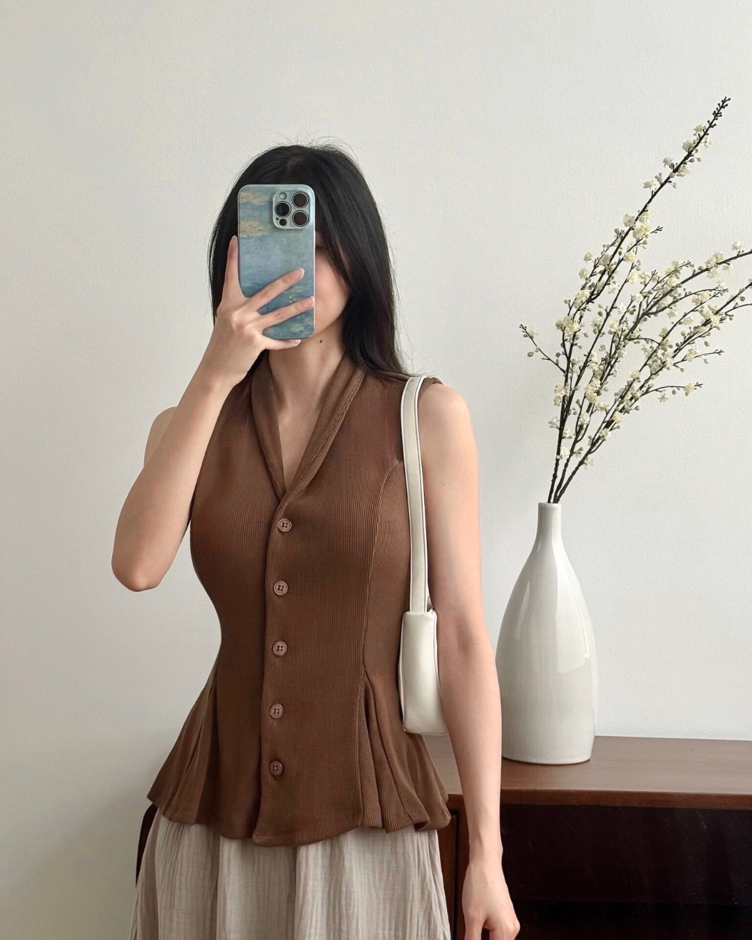 Kadaka T-0545 Sleeveless Peplum Ribbed Knit Top | Atasan Knit Wanita