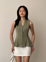 Load image into Gallery viewer, Kadaka Livia Top | Sleeveless Peplum Ribbed Knit Top | Atasan Knit Wanita Tanpa Lengan | Daily Ease Collection T-0545
