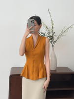 Load image into Gallery viewer, Kadaka T-0545 Sleeveless Peplum Ribbed Knit Top | Atasan Knit Wanita
