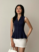 Load image into Gallery viewer, Kadaka Livia Top | Sleeveless Peplum Ribbed Knit Top | Atasan Knit Wanita Tanpa Lengan | Daily Ease Collection T-0545
