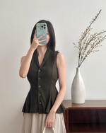 Muat gambar ke penampil Galeri, Kadaka T-0545 Sleeveless Peplum Ribbed Knit Top | Atasan Knit Wanita
