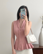Muat gambar ke penampil Galeri, Kadaka T-0545 Sleeveless Peplum Ribbed Knit Top | Atasan Knit Wanita
