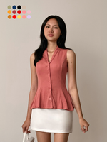 Load image into Gallery viewer, Kadaka Livia Top | Sleeveless Peplum Ribbed Knit Top | Atasan Knit Wanita Tanpa Lengan | Daily Ease Collection T-0545
