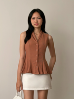 Load image into Gallery viewer, Kadaka Livia Top | Sleeveless Peplum Ribbed Knit Top | Atasan Knit Wanita Tanpa Lengan | Daily Ease Collection T-0545
