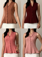 Load image into Gallery viewer, Kadaka Livia Top | Sleeveless Peplum Ribbed Knit Top | Atasan Knit Wanita Tanpa Lengan | Daily Ease Collection T-0545
