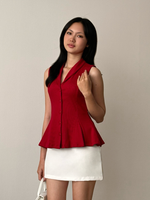 Load image into Gallery viewer, Kadaka Livia Top | Sleeveless Peplum Ribbed Knit Top | Atasan Knit Wanita Tanpa Lengan | Daily Ease Collection T-0545
