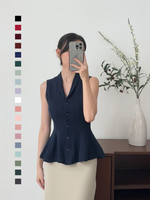 Load image into Gallery viewer, Kadaka T-0545 Sleeveless Peplum Ribbed Knit Top | Atasan Knit Wanita
