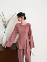 Load image into Gallery viewer, Kadaka T-0549 Long Sleeve Peplum Top | Blouse Atasan Tangan Panjang Wanita
