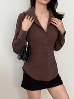 Load image into Gallery viewer, Kadaka Ellis Top | Long Sleeve Fitted Shirt | Atasan Kemeja Wanita Polos Lengan Panjang | Loved Ones Collection T-0552
