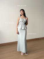 Load image into Gallery viewer, Kadaka Mist Top | Sleeveless Square Neck Peplum Scrunch Top | Atasan Wanita Airflow Linen | Cloud Nine Collection T-0556
