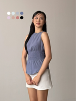 Load image into Gallery viewer, Kadaka Feather Top | Sleeveless Scrunch Top | Atasan Wanita Detail Smock Pinggang | Cloud Nine Collection T-0559
