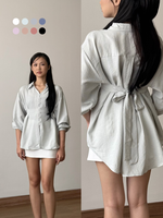 Load image into Gallery viewer, Kadaka Whisper Blouse Top | Long Sleeve Shirt Adjustable Waist | Kemeja Wanita Lengan Panjang | Cloud Nine Collection T-0566
