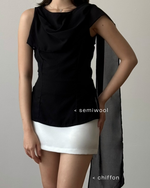 Load image into Gallery viewer, Kadaka Dune Top | Sleeveless Top with Shoulder Shawl | Atasan Wanita detail Syal  | Off Duty Collection T-0568
