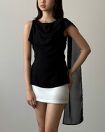 Load image into Gallery viewer, Kadaka Dune Top | Sleeveless Top with Shoulder Shawl | Atasan Wanita detail Syal  | Off Duty Collection T-0568
