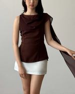 Load image into Gallery viewer, Kadaka Dune Top | Sleeveless Top with Shoulder Shawl | Atasan Wanita detail Syal  | Off Duty Collection T-0568
