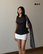 Load image into Gallery viewer, Kadaka Dune Top | Sleeveless Top with Shoulder Shawl | Atasan Wanita detail Syal  | Off Duty Collection T-0568
