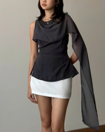 Muat gambar ke penampil Galeri, Kadaka Dune Top | Sleeveless Top with Shoulder Shawl | Atasan Wanita detail Syal  | Off Duty Collection T-0568
