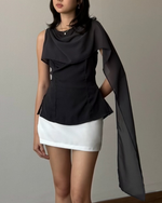 Load image into Gallery viewer, Kadaka Dune Top | Sleeveless Top with Shoulder Shawl | Atasan Wanita detail Syal  | Off Duty Collection T-0568
