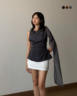 Muat gambar ke penampil Galeri, Kadaka Dune Top | Sleeveless Top with Shoulder Shawl | Atasan Wanita detail Syal  | Off Duty Collection T-0568
