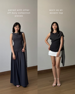 Load image into Gallery viewer, Kadaka Dune Top | Sleeveless Top with Shoulder Shawl | Atasan Wanita detail Syal  | Off Duty Collection T-0568
