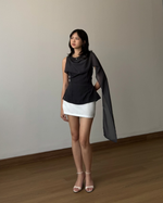 Muat gambar ke penampil Galeri, Kadaka Dune Top | Sleeveless Top with Shoulder Shawl | Atasan Wanita detail Syal  | Off Duty Collection T-0568
