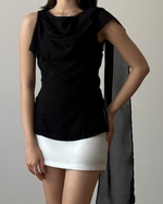 Muat gambar ke penampil Galeri, Kadaka Dune Top | Sleeveless Top with Shoulder Shawl | Atasan Wanita detail Syal  | Off Duty Collection T-0568
