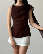 Muat gambar ke penampil Galeri, Kadaka Dune Top | Sleeveless Top with Shoulder Shawl | Atasan Wanita detail Syal  | Off Duty Collection T-0568
