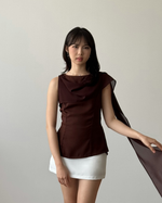 Muat gambar ke penampil Galeri, Kadaka Dune Top | Sleeveless Top with Shoulder Shawl | Atasan Wanita detail Syal  | Off Duty Collection T-0568
